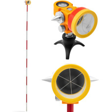 Steinberg Systems Mini prizminis geodezinis veidrodis su stulpu ir pagrindu, padengtas sidabru 3,6 cm skersmens 1,26 m