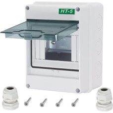 Otdorpatio Junction Box Distribution Protection Box, IP65 Transparent Lid Electric Box, ABS Power Supply Electronic Junction Box, DIN Rail Housing for Circuit Breaker on the Wall 5-Way (120 x 160 x 95