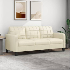 ZEYUAN 3-vietė sofa Kreminė 180 cm dirbtinės odos sofa Svetainė Jaunimo sofa Poilsio sofa Sofos ir sofos Miegamojo sofa Jaunimo vaikų kambarys