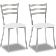 ASTIMESA SCALMBL Dvi virtuvės kėdės, metalinės, baltos spalvos, sėdynės aukštis 45 cm