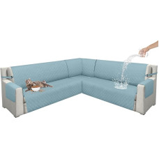 Arfntevss U formos sekcijos sofos dangteliai Neperšlampamas L formos sofos dangtelis Svetainė Universalus dygsniuotas Slipcover U formos neslystantis sofos dangtelis Naminių gyvūnėlių baldų apsauga (šviesiai mėlyna, didelė)