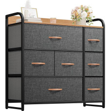 YITAHOME Komoda su 7 stalčiais, spinta, medžiaginiai stalčiai su rankenėlėmis, metalinis rėmas, patvari, tamsiai pilka