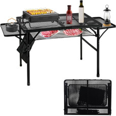 MSDADA sulankstomas grilio stalas, nešiojamas grilio stalas, lauko grilio stalas, reguliuojamo aukščio aliuminio stalas, nešiojamas lauko stalas, skirtas stovyklavimui, piknikui, terasai, valgymui, griliui, vakarėliui, juodas (60 x
