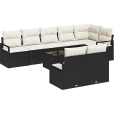 8-teiliges Garten-Sofa-Set mit Kissen Braun Poly Rattan Gartenlounge Modelis3355106