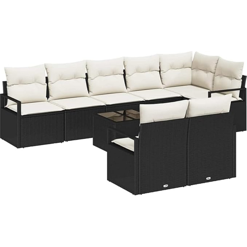 8-teiliges Garten-Sofa-Set mit Kissen Braun Poly Rattan Gartenlounge Modelis3355106