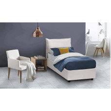 Talamo Italia - Erika Single Bed in Faux Leather - 100% Made in Italy - Front Opening - Fits Mattress 90 x 190 cm - White