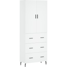 vidaXL Highboard, stalčius su daugybe vietos, komoda su stalčiais svetainėje, stalčius, šoninė spintelė, metalinės kojos, modernus, baltos medienos medžiaga