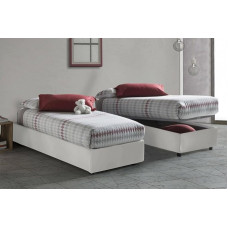 Talamo Italia Silvia Sommier Single Bed with Container, Made in Italy, Faux Leather Bed, Front Opening, Suitable for Mattress 80 x 190 cm, White