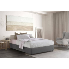 Talamo Italia - Maria Double Bed with Fabric Cover, 100% Made in Italy, Front Opening, Suitable for 160 x 200 cm Mattress, Grey