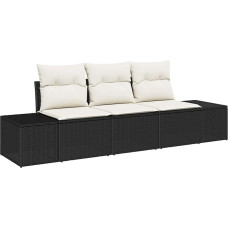 3 dalių sodo sofos komplektas su kilimais Schwarz Poly Rattan Gartenlounge Modelis3346917