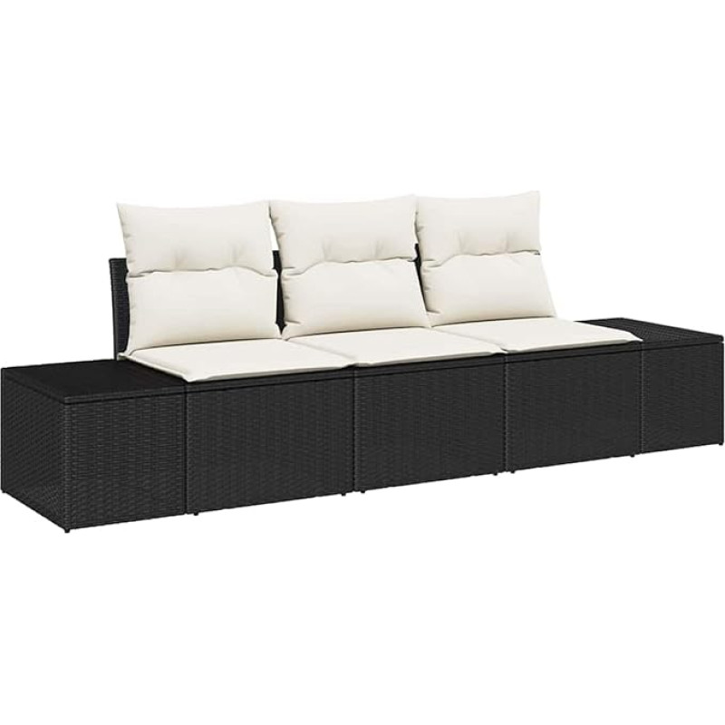 3 dalių sodo sofos komplektas su kilimais Schwarz Poly Rattan Gartenlounge Modelis3346917