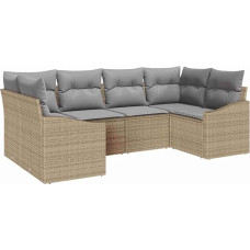 6-teiliges Garten Sofa Set mit Kissen Beige Poly Rattan Gartenlounge Modelis3346860