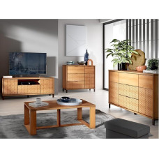 Svetainės baldų komplektas iš 4 televizoriaus lentynos su žemomis lentynomis Kavos staliukas Komoda su stalčiais Bufetas Modernus ąžuolas