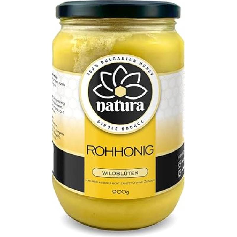 Natura Laukinių gėlių medus 900 g, turtingas antioksidantų, tikras aukštos kokybės natūralus medus be pridėtinio cukraus, geriausias žalias maistas, nefiltruotas ir nešildomas tikras ir žalias medus virškinimui ir energijai.