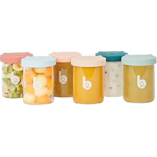 Babymoov ISY BOWLS indelis kūdikių maistui iš tvirto, temperatūrai atsparaus stiklo, skirtas kūdikių košei laikyti ir šaldyti, 6 x 250 ml