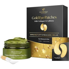 PLANTIFIQUE Koreanische Gesichtsmaske - Tonerde Maske Körper und Gesicht Anti Pickel Poren Mitesserentferner & Augenpads Gegen Augenringe und Tränensäcke - 20 Paar