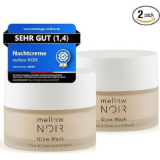 mellow NOIR Glow Mask 2 x 50 ml | Dienos naktinis kremas | Mažina matomas poras ir paraudimus | Lygina odą | Pastebimas momentinis poveikis | Vegan | Sertifikuota natūrali kosmetika