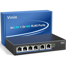 10Gb Unmanaged Ethernet Switch with 4*2.5G Base-T Ports, 2*10G RJ45 Ports, 2.5Gb Base-T Network Switch, 60Gbps Capacity, Multi-Gigabit Switch for Desktop/Wall Mounting for NAS, PC, Wireless AP