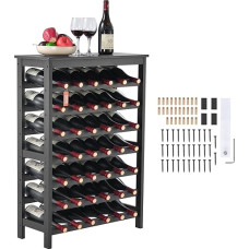 VEVOR Wine Rack 42 Bottles, Sturdy Bottle Rack, 7-Tier Storage Rack Made of Solid Bamboo Wood, Freestanding Wine Rack, Wobble Free Shelves for Kitchen, Bar and Cellar (Black)