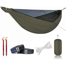 Onewind Premium 11 Inch Camping Zippered Hammock, Single Portable Hammock with Mosquito Net and Tree Straps for Travel, Camping, Backpacking and Hiking