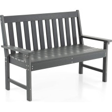 COSTWAY sodo suoliukas, atsparus atmosferos poveikiui, suoliukas visiems orams, pagamintas iš HDPE, parko suoliukas 2-3 sėdimoms vietoms, balkono suoliukas, maksimali apkrova 320 kg, suoliukas sodui, balkonui ir terasai, 132 x 65 x 91 cm, pilkos spalvos