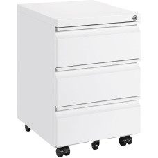 HOMSTEEL OFC233W01HI Mobilioji dokumentų spinta su 3 stalčiais 37 x 44 x 56 cm Balta