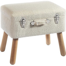 Kobolo Suitcase Stool with Storage Space Fabric Upholstered Stool 50 x 35 x 45 cm White