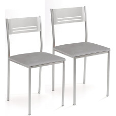 ASTIMESA Dvi metalinės virtuvės kėdės kvadratinės dirbtinės odos pilkos spalvos