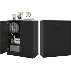 KOMFOTTEU Komoda su 2 durelėmis, bufetinė komoda su atlenkiama apsauga, komoda su stalčiais, skirta svetainei, valgomajam, miegamajam, prieškambariui, 72 x 34 x 85,5 cm (juoda)