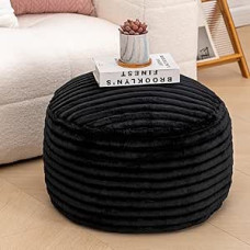 Asuprui Pouf Osmanų Neužpildytas Osmanų Pėdų atrama Grindų Pouf 50.8 x 50.8 x 30.5 cm Apvali taburetė Bean Bag Grindų Bean Bag kėdė Sulankstomas grindų kėdė saugojimas Gyvenamasis kambarys Miegamasis Juoda