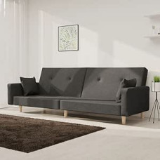 LAPOOH Sofa-lova 2 sėdimų vietų su 2 pagalvėlėmis, tamsiai pilkas audinys, poilsio sofa, sofos ir kušetės, poilsio sofa, sofa svetainei, sofa su - 375742