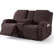 VANSOFY Sofa Slipcover for Recliner with Center Console Stretch Sofa Slipcover for 2 Seater Jacquard Recliner Sofa Covers Baldų apsauga su elastiniais dirželiais apačioje