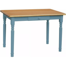 k koma Mėlynas valgomojo stalas su stalčiumi, virtuvės stalas, pušies mediena, kaimo namų stilius, alksnis (50 x 50)