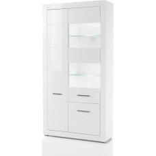 Lomadox Standing Display Cabinet Modern in White High Gloss Including Lighting 100 x 198 x 35 cm