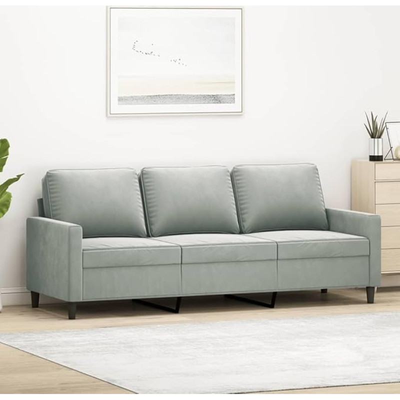 3-vietė sofa Sofa Lounge Sofa Relax Sofa Minkšta sofa Svetainės sofa Svečių sofa Relax Sofa miegamajam Svečių kambariui Šviesiai pilka 180 cm Velvetas