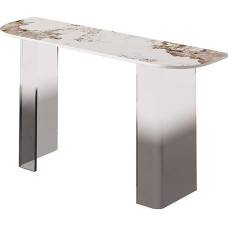 Šiuolaikinis prieškambario konsolinis staliukas Siauras sofos staliukas su akrilo kojelėmis, stilingas akcentinis staliukas svetainei ir prieškambariui, smėlio spalvos, 100 cm ilgio