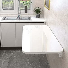 Klappbarer Wandtisch, 70 x 30 cm, tragbarer Laptop-Schreibtisch, faltbar, Massivholz, Küchentisch, zusammenklappbarer Esstisch, Terrassentisch, Arbeitszimmertisch, Weiß