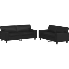 3201914 2 dalių sofos komplektas, dirbtinė oda, juoda