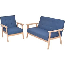 Gecheer Sofagarnitur 2-TLG. Stoff Blau, Moderne Couch Polstersofa für Wohnzimmer Schlafzimmer Spielzimmer274912