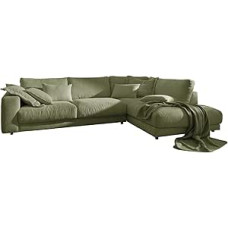 KAWOLA Didelė sofa Kampinė sofa Mega sofa Madeline Laidas Alyvuogių žalia Šezlongas Dešinė - Sofa Svetainė Didelė - Šiuolaikinė poilsio sofa