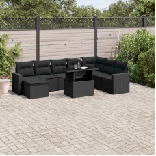 Garten-Sofagarnitur Ecksofa & Mittelsofa Set - Schwarz, PE-Rattan, modulare Gestaltung, UV-beständig Model3267465