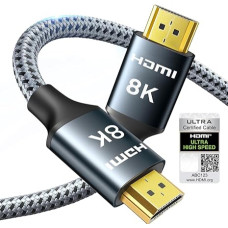 ARISKEEN 8K HDMI 2.1 kabelis 0,5 m, sertifikuotas 48 Gb/s didelės spartos nailono pintas HDMI kabelis, palaiko 8K @ 60 Hz, 4K @ 120 Hz, suderinamas su PS5/4 TV monitoriumi, 