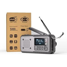 Crank Radio DAB+/FM Emergency Radio with Crank & 5000 mAh Battery Solar Radio with Alarm Clock Hand Crank Blackout Emergency Equipment as Torch & Charger SOS