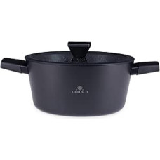Gerlach Granitex Ceramic Coated Saucepan Suitable for Induction Cookers for Electric Gas Ceramic Induction Hob Pans Pots Black 24 cm 4.4 L