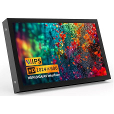 CUQI 7 colių mini monitorius, 1024 x 600 HD IPS mini ekranas su įmontuotais garsiakalbiais/HDMI/VGA/AV įvestimi, skirtas Raspberry Pi, kompiuteriui, televizoriui, DVD, CCTV