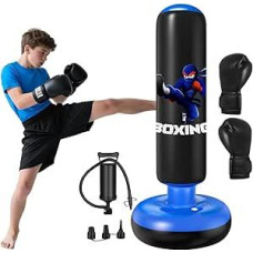 Boxing Bag for Kids, Qoosea Punch Bag Standing Inflatable Standing Punch Bag with Boxing Gloves UNE Pump, Gift for Boys & Girls from 3-12 Years Practice Karate, Kickboxing, Taekwondo