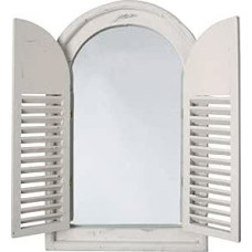 Esschert Design WD05 37 x 5 x 59 cm medžio ir stiklo antikvarinis veidrodis su prancūziškomis durelėmis - baltas