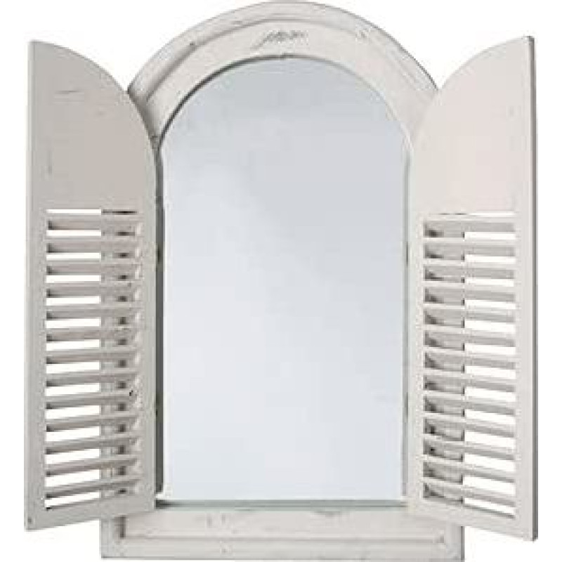 Esschert Design WD05 37 x 5 x 59 cm medžio ir stiklo antikvarinis veidrodis su prancūziškomis durelėmis - baltas