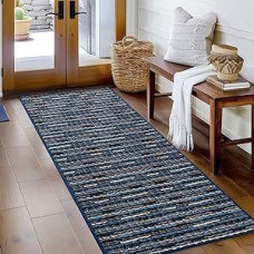 Durų kilimėlis 60 x 180 cm Boho kilimas Dirt Trapper Mat Indoor Washable Non-Slip Door Mat Entrance Mat Kilimas įėjimo zonai, priekinėms durims, kiemui, prieangiui, sodui, verandai Mėlyna