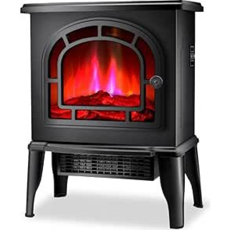 STARLYF Flame Heater 2000 W elektrinis židinys su tikroviška liepsna, termostatu ir 2 kaitrumo nustatymais, tylus ir saugus ventiliatorinis šildytuvas, retro dizaino, skirtas namams